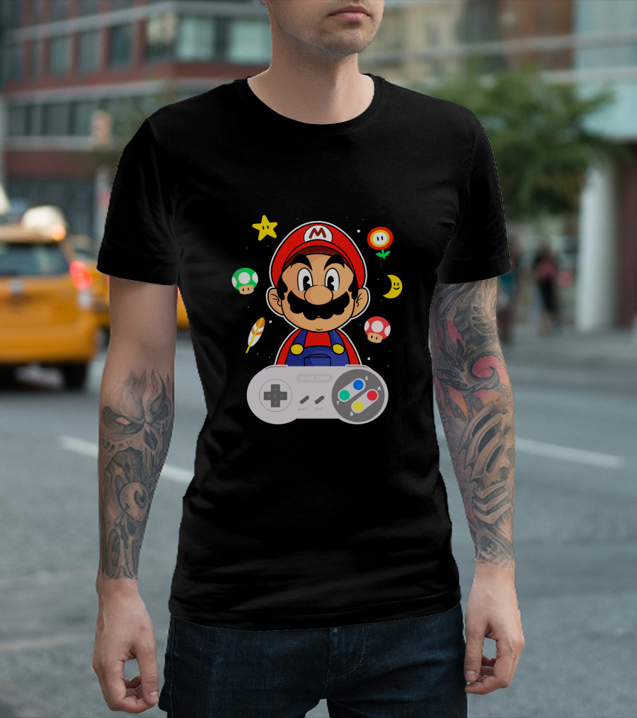 Super Mario Retro Controller Adventure Graphics And Icons T-Shirt