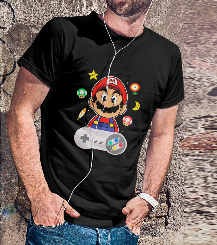 Super Mario Retro Controller Adventure Graphics And Icons T-Shirt