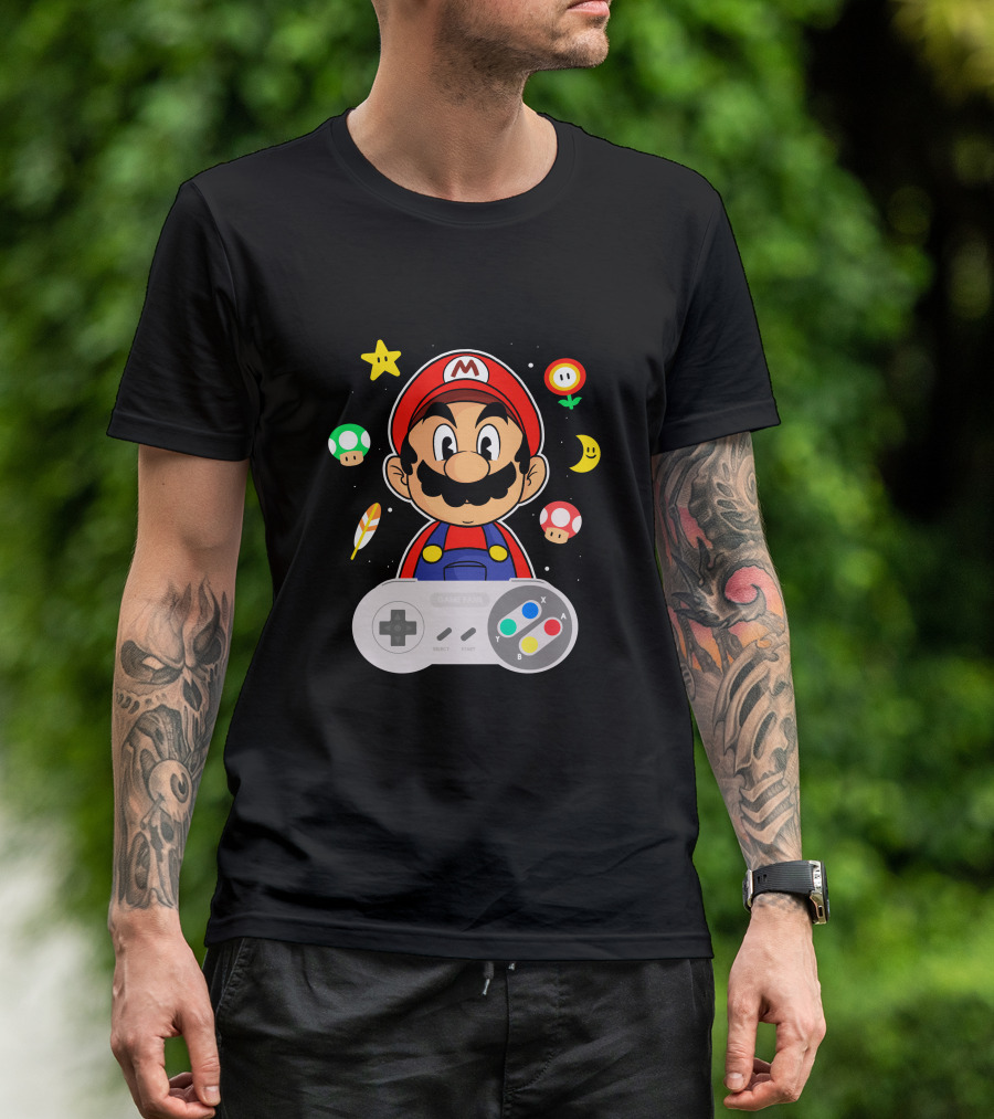 Super Mario Retro Controller Adventure Graphics And Icons T-Shirt
