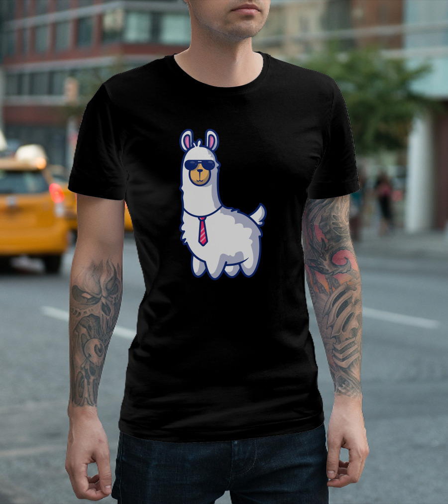 Cool Business Llama With Sunglasses And Tie T-Shirt