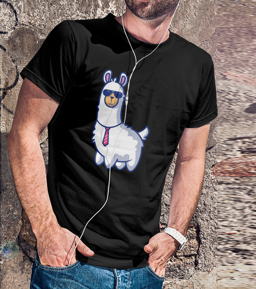 Cool Business Llama With Sunglasses And Tie T-Shirt