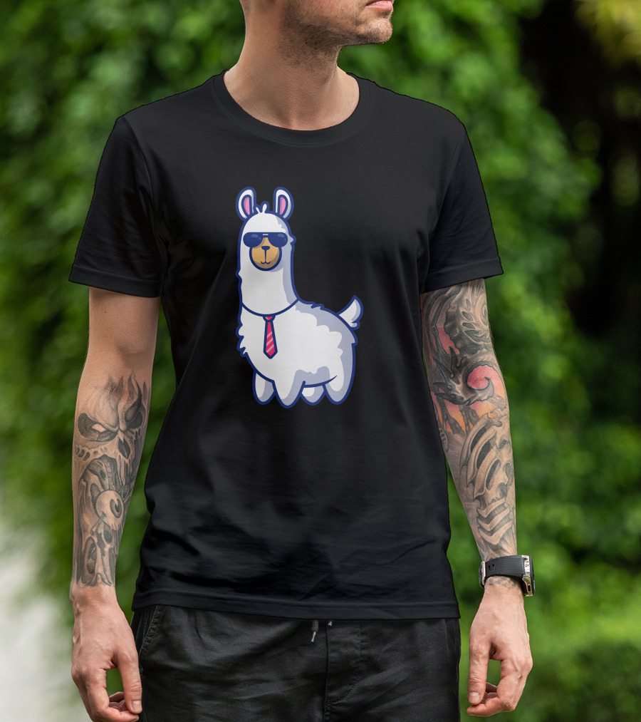 Cool Business Llama With Sunglasses And Tie T-Shirt
