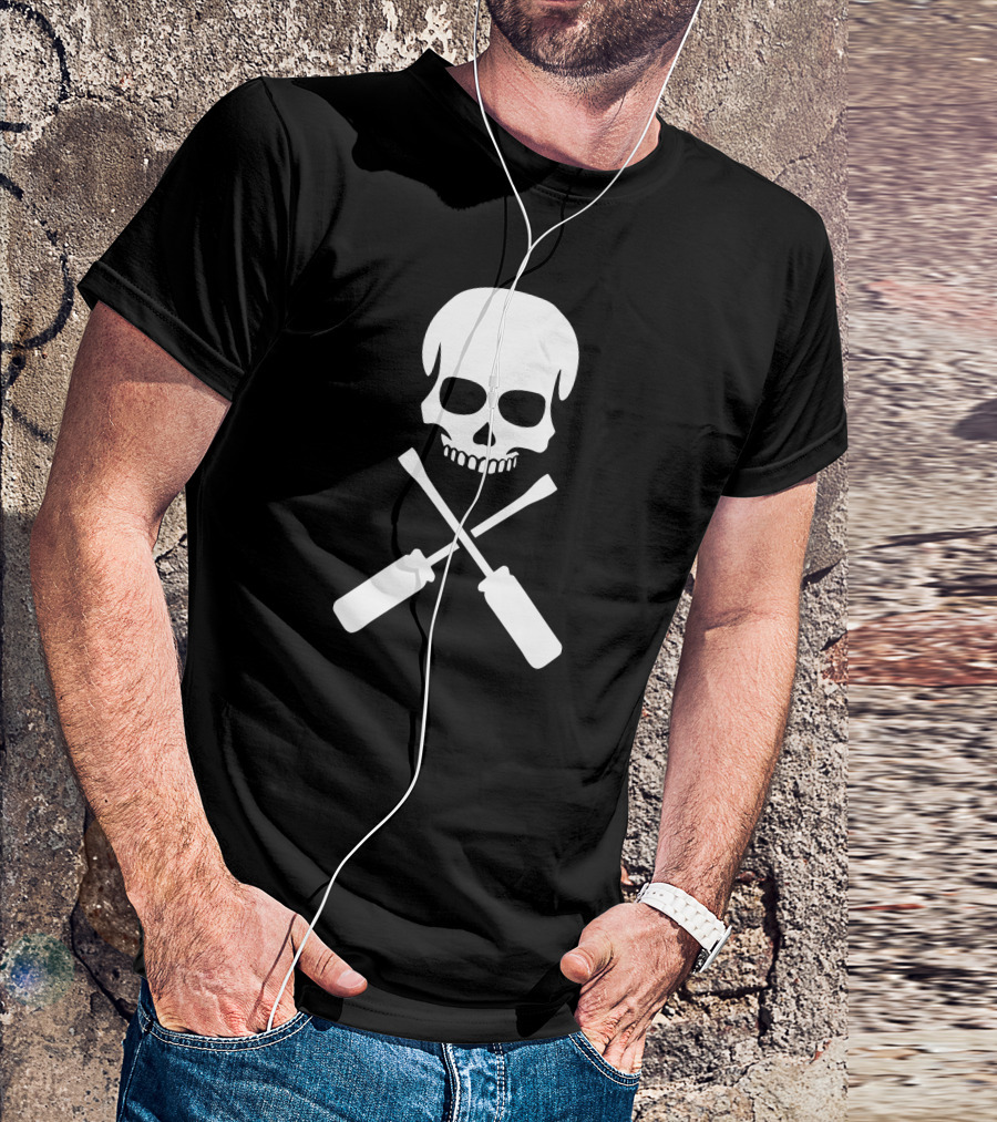 Electrician Skull Crossed Screwdrivers T-Shirt