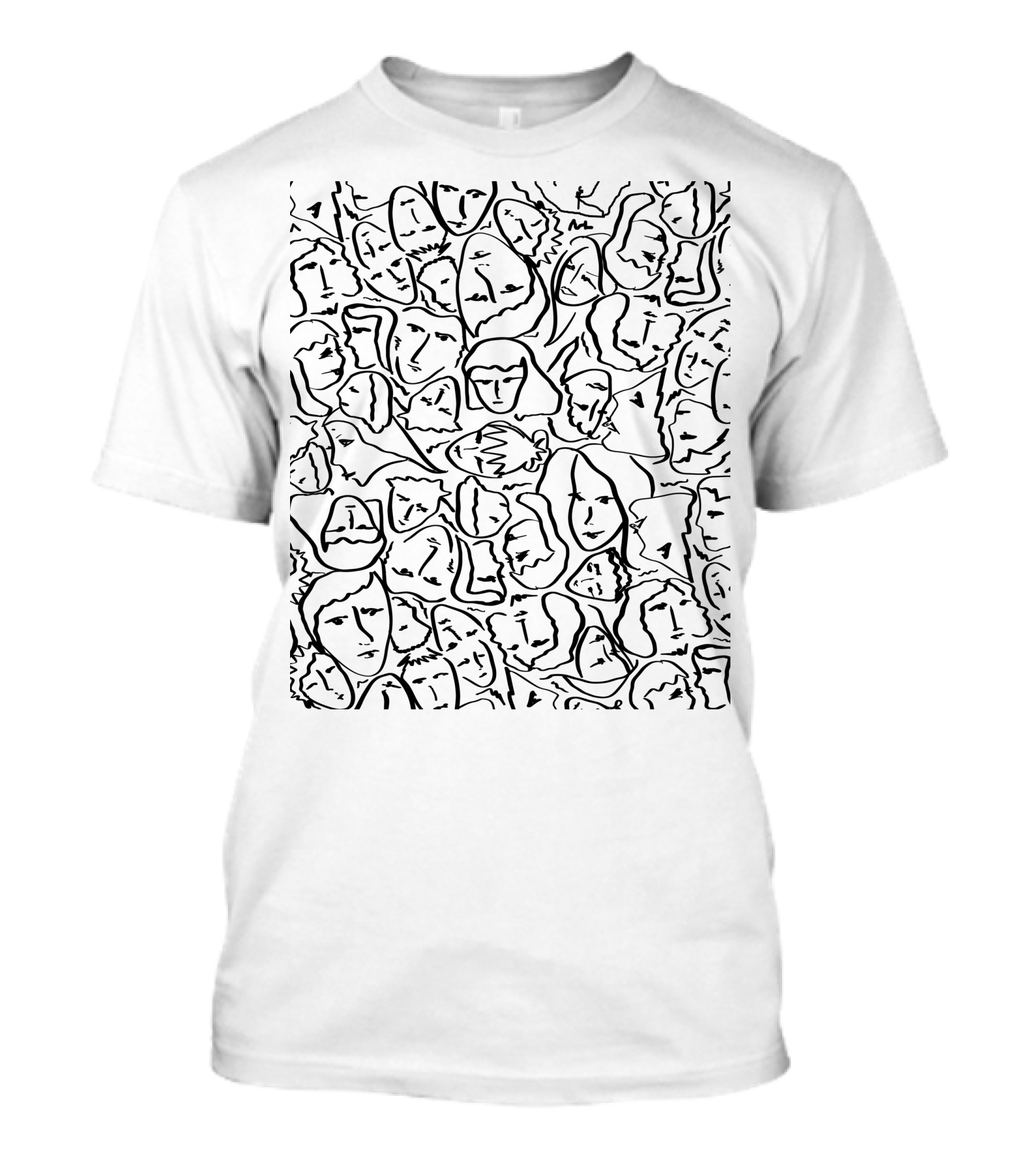 Elios Faces Black Ink Hand Drawn T-Shirt