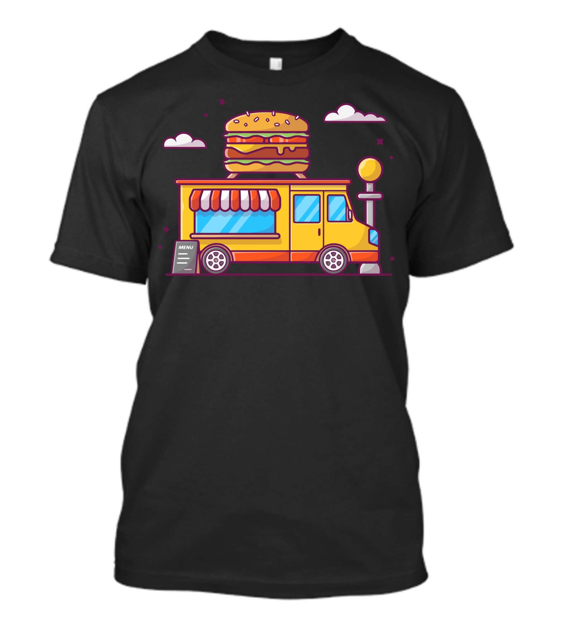 Fast Food Truck Burger Menu Iconic Yellow Vehicle T-Shirt