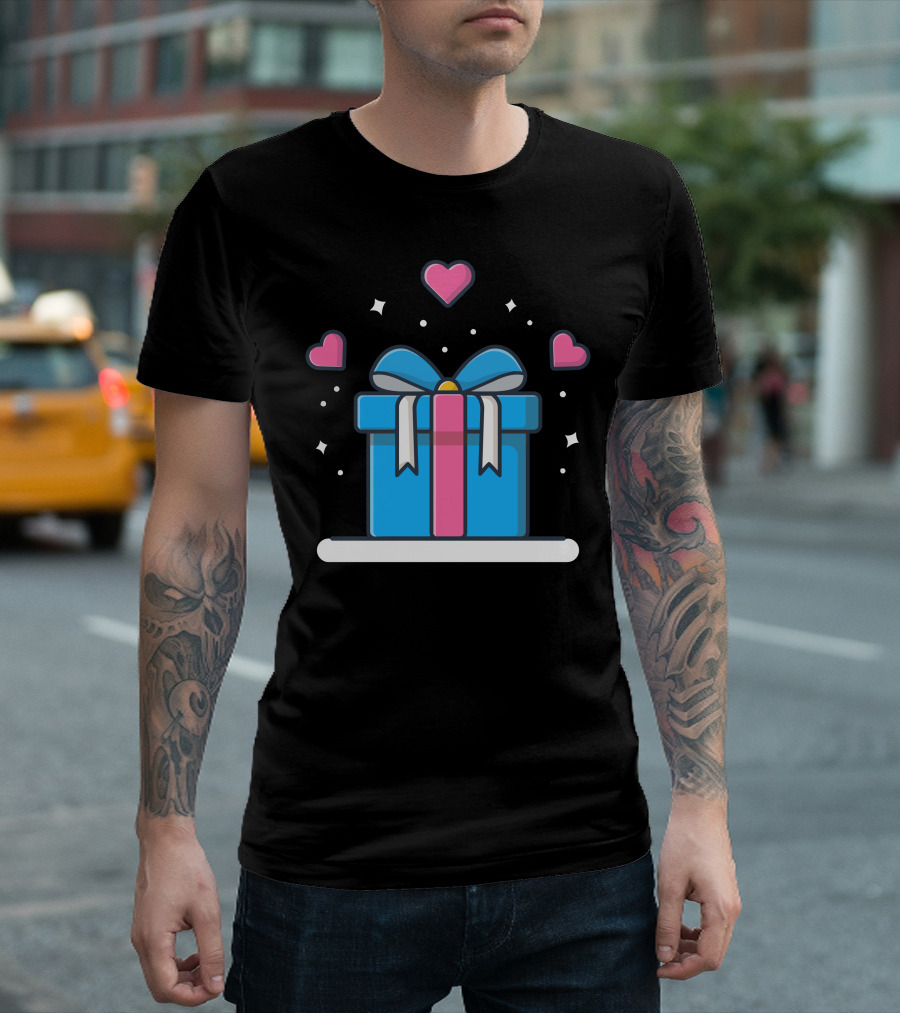 Gifts Box With Love Hearts and Stars T-Shirt