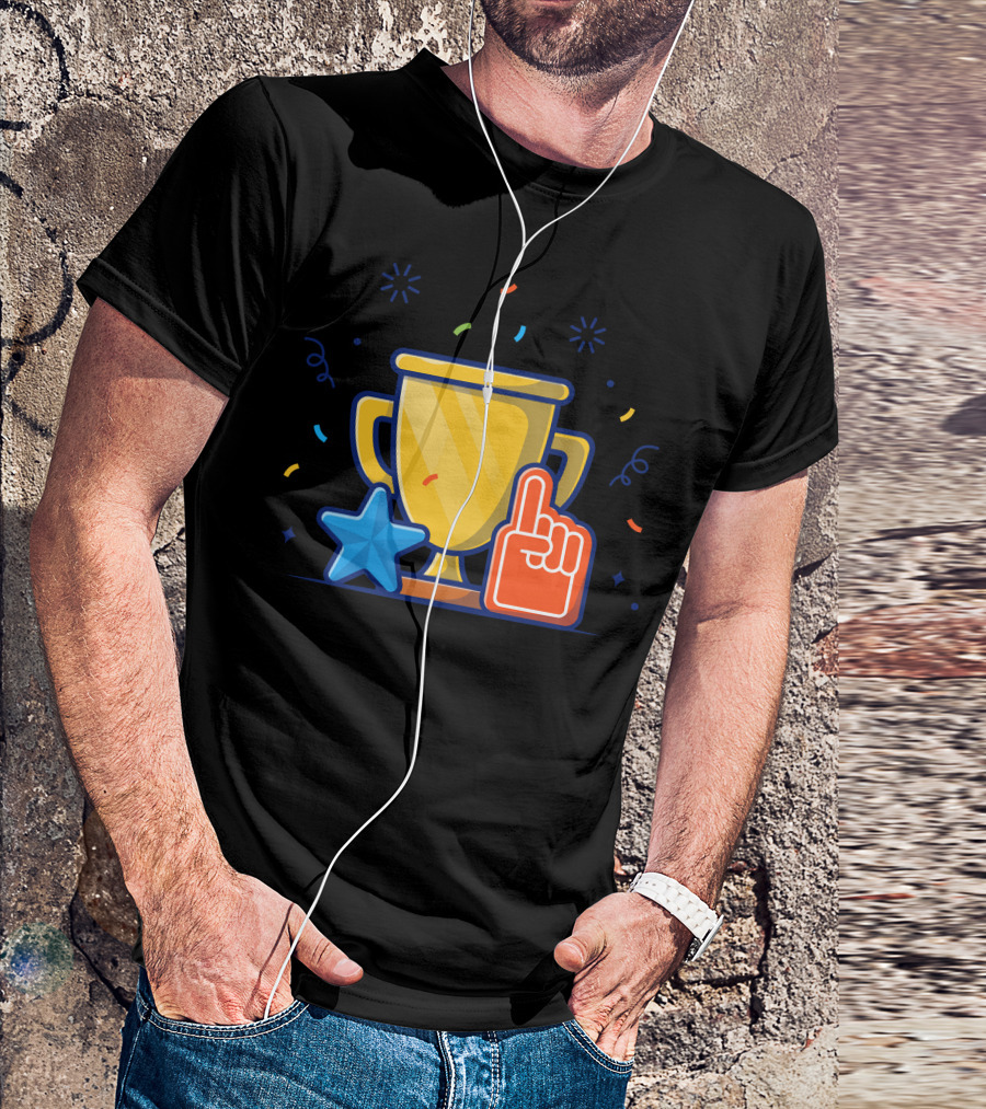 Gold Trophy Star And Foam Finger T-Shirt