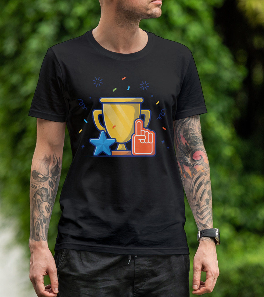 Gold Trophy Star And Foam Finger T-Shirt