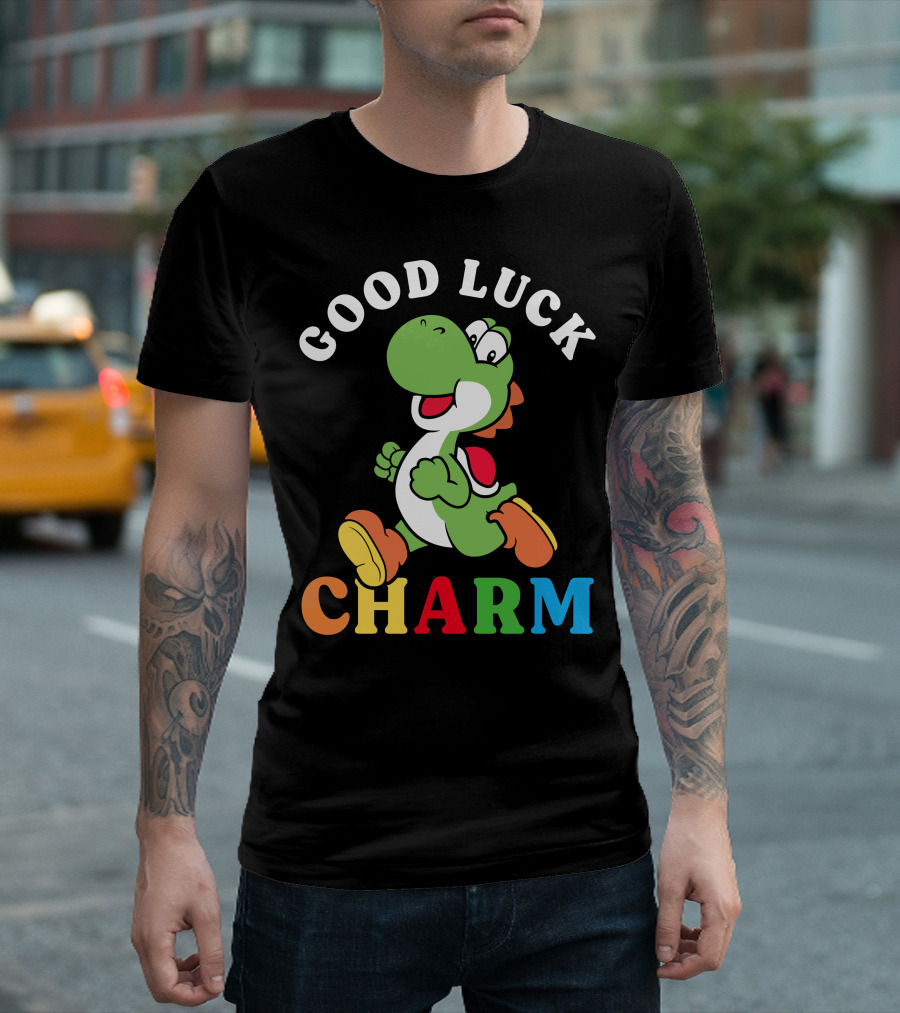 Good Luck Charm Yoshi Nintendo Character Colorful T-Shirt