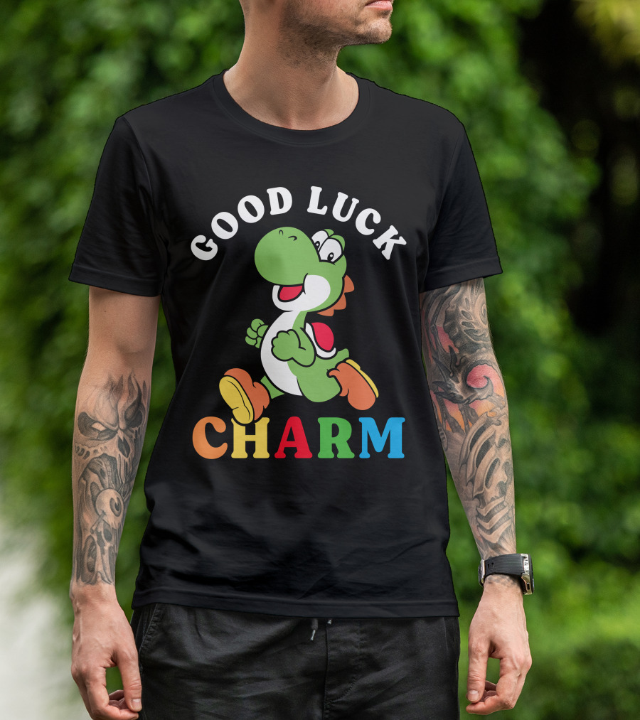Good Luck Charm Yoshi Nintendo Character Colorful T-Shirt