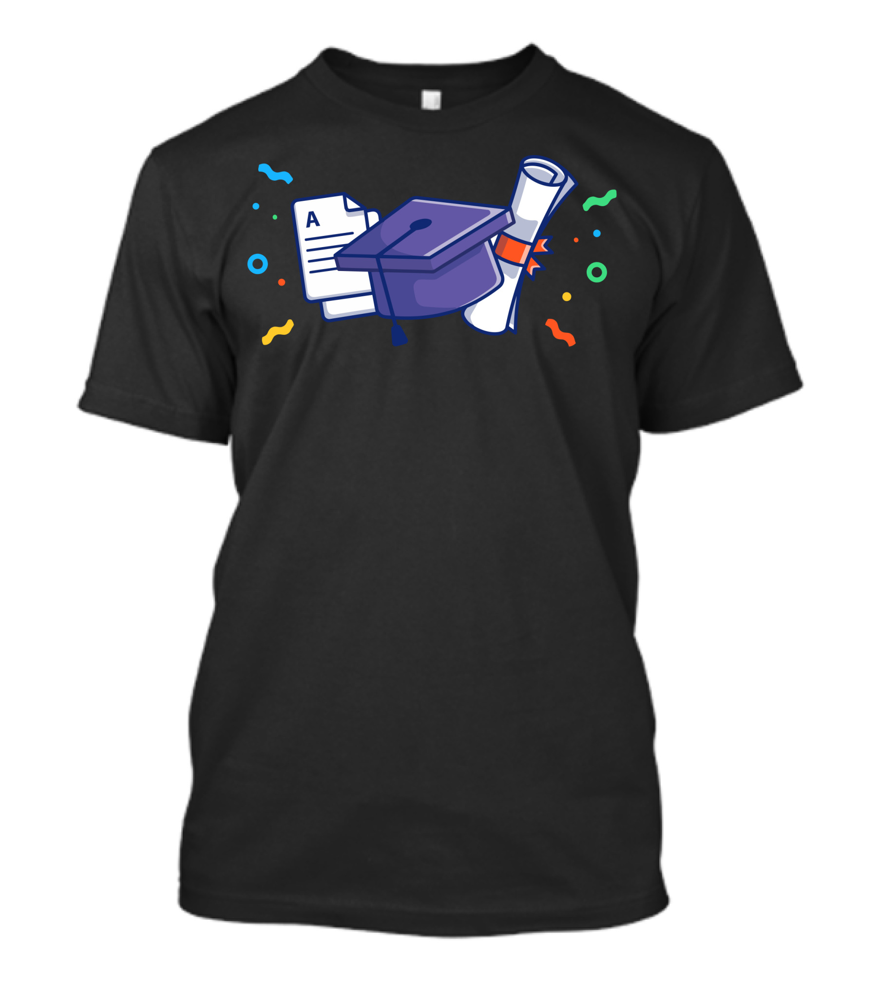Cap And Diploma Graduation Celebration Text Confetti T-Shirt