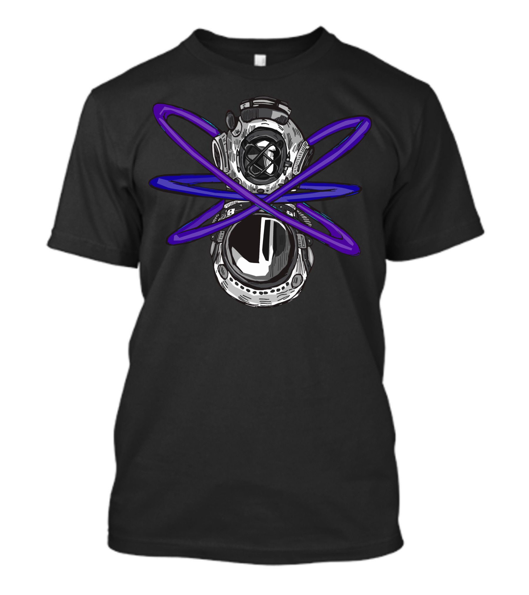 Astronaut Diver Helmet With Atomic Cosmos Rings T-Shirt