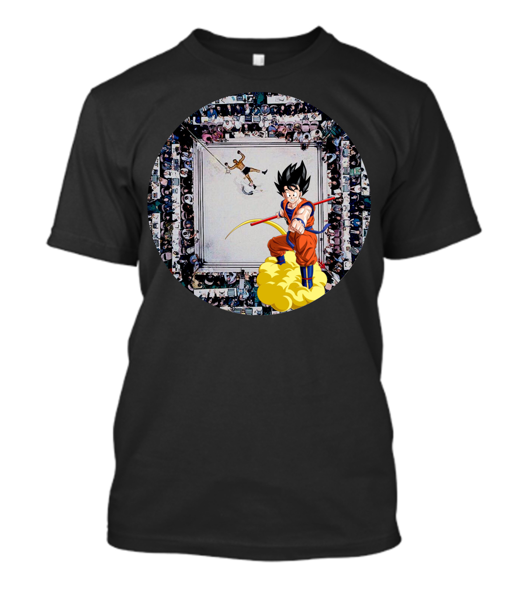 Goku On Flying Nimbus Over Boxing Ring Ali Knockout Moment T-Shirt