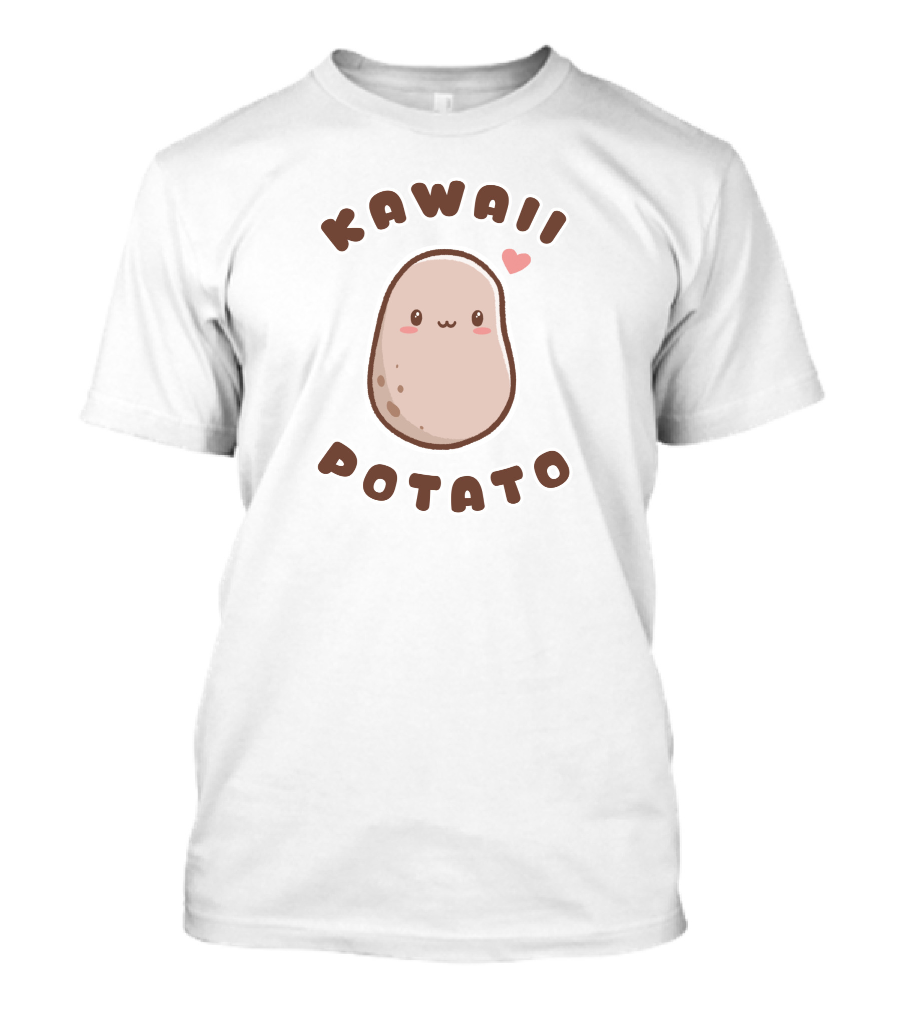 Kawaii Potato Cute Blushing Cartoon With Heart T-Shirt