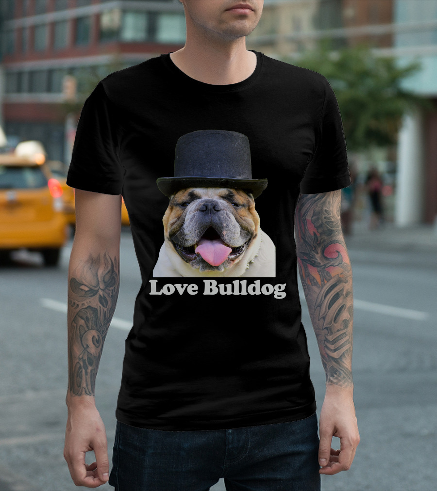Love Bulldog Bowler Hat T-Shirt