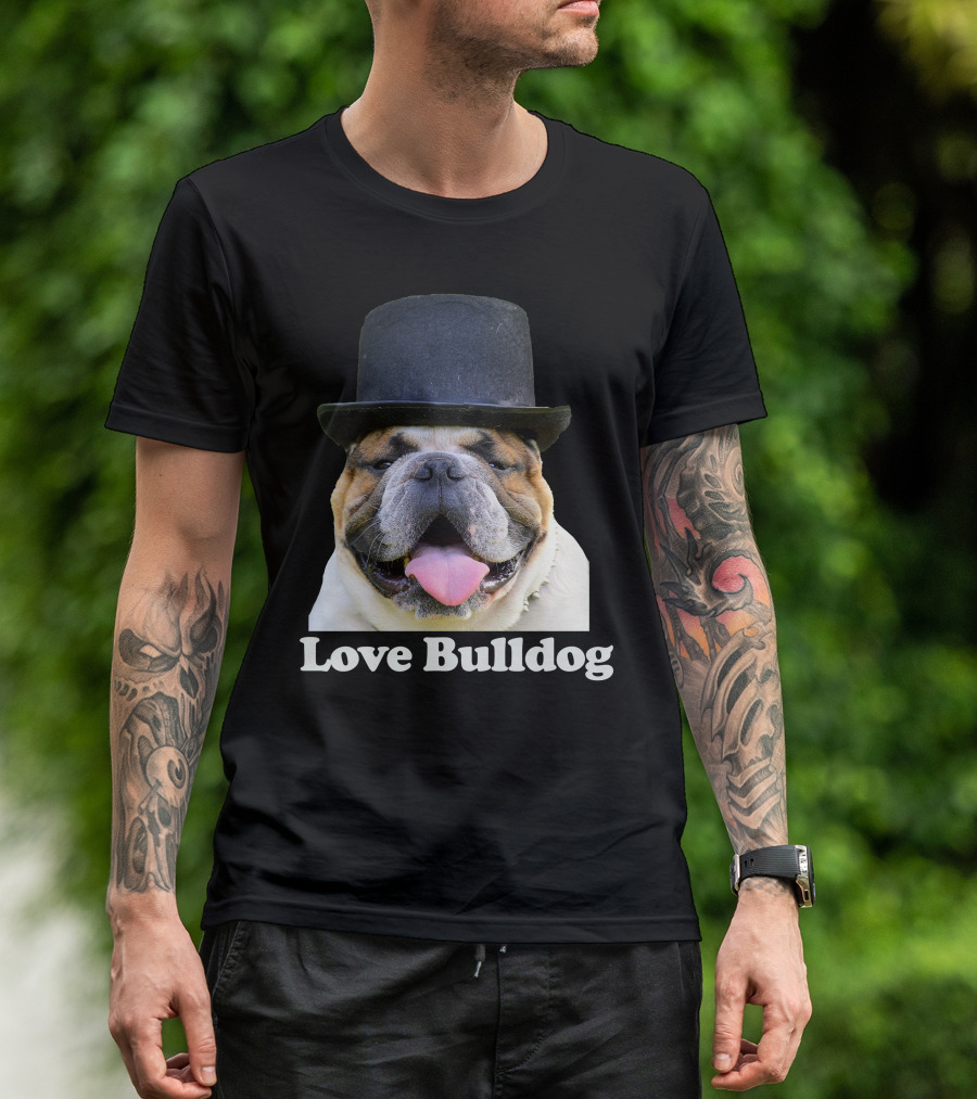 Love Bulldog Bowler Hat T-Shirt