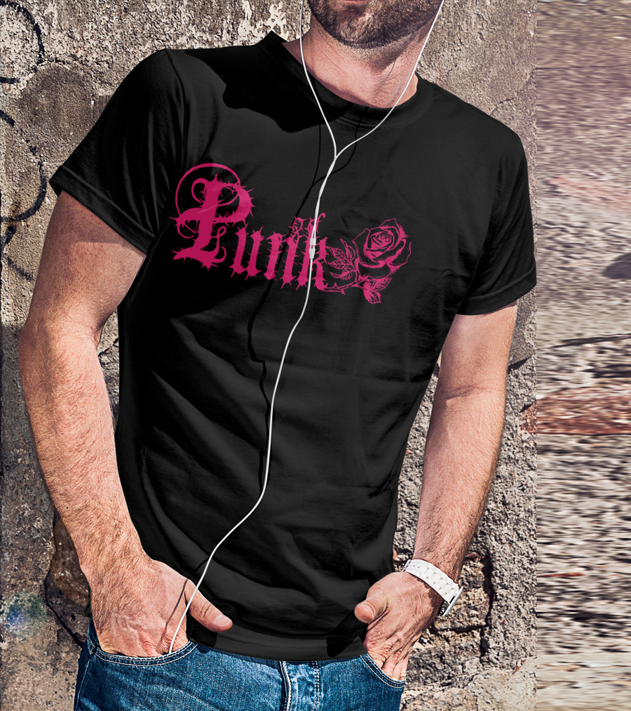 Punk Pink Rose Thorns Gothic T-Shirt