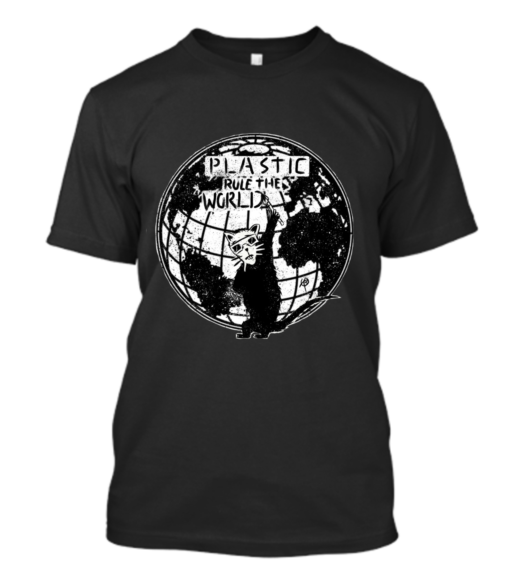 Plastic Rule The World Cat Holding Earth T-Shirt