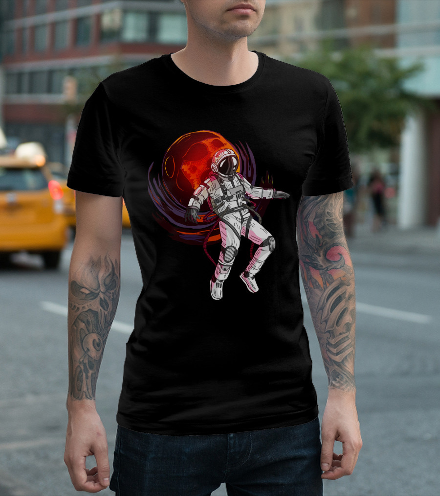 Red Planet Astronaut Floating in Space T-Shirt