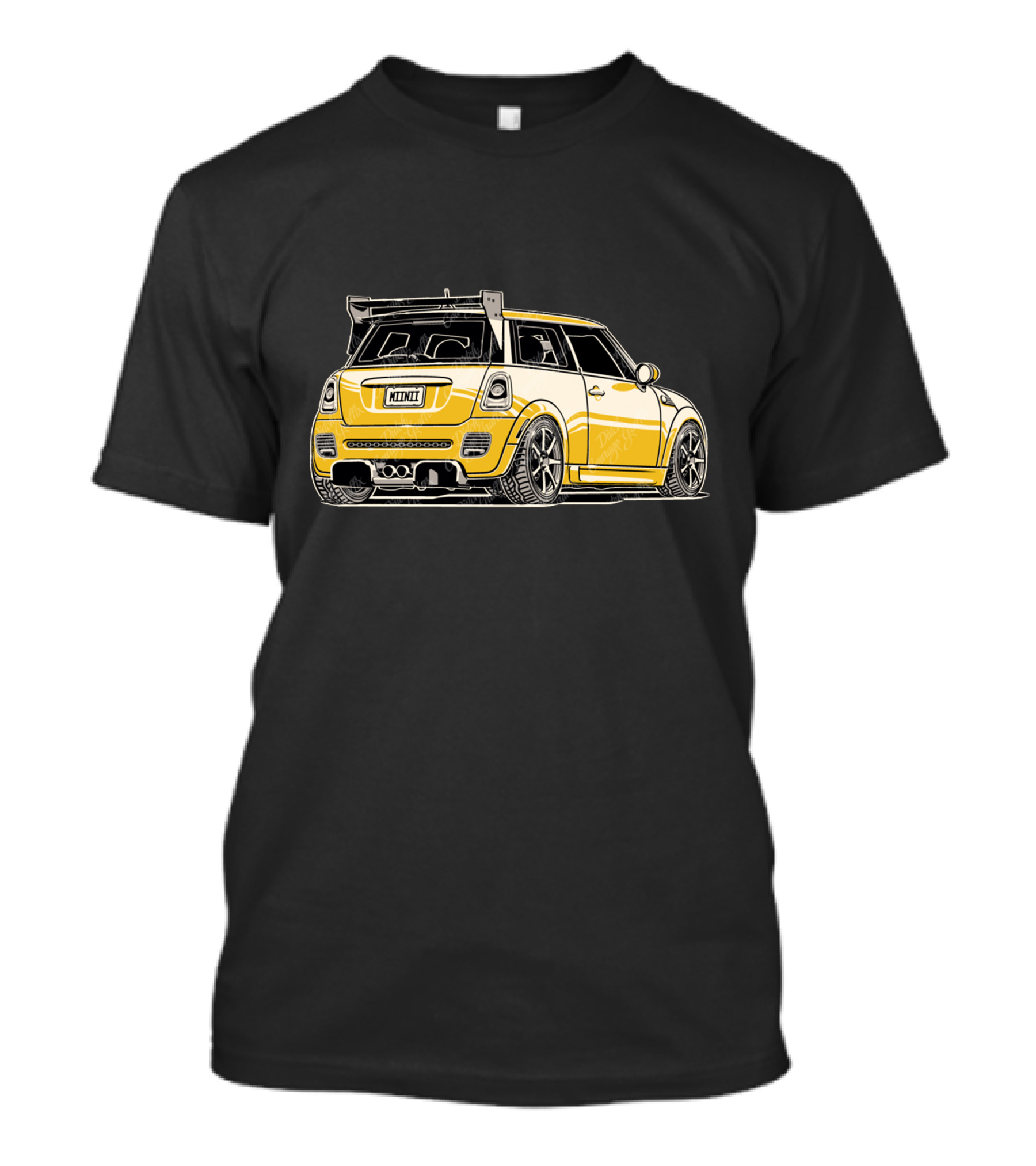 Mini Cooper Tuned Rear View Yellow Racing Car T-Shirt