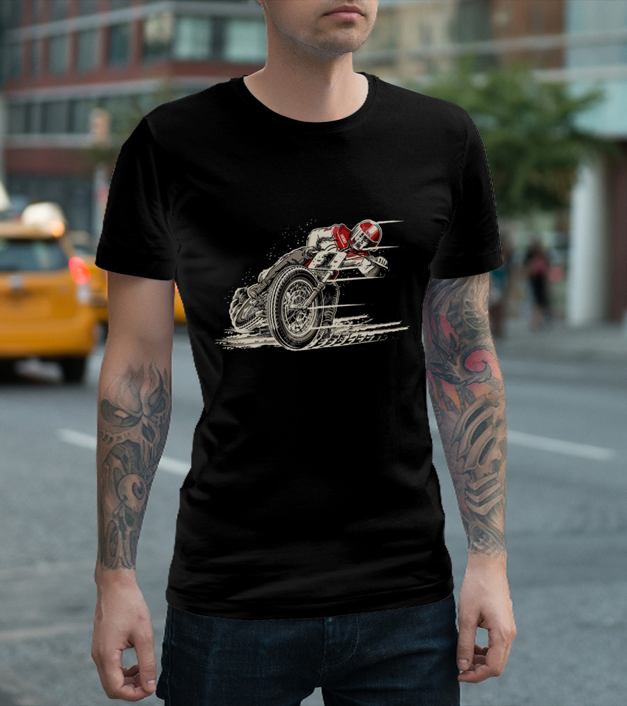 Vintage Flat Track Motorcycle Racing Sliding Action T-Shirt