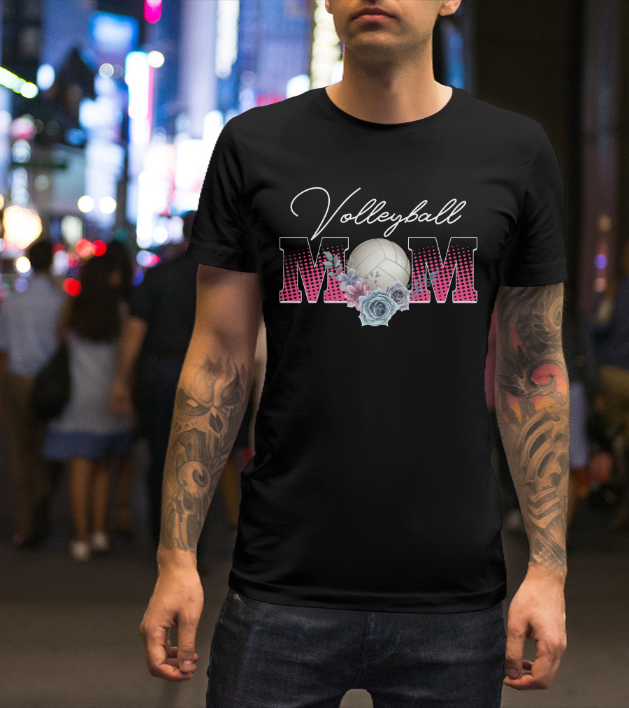 Volleyball Mom Flowers And Ball T-Shirt