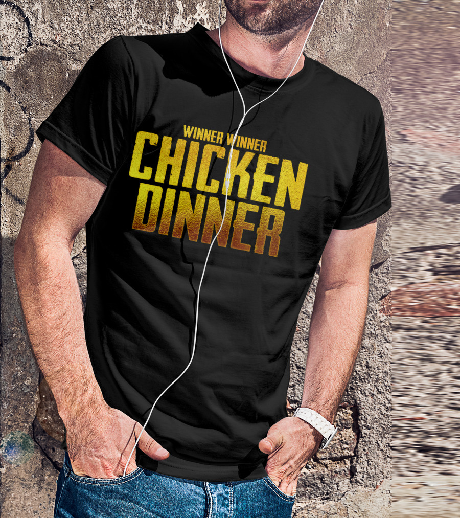 Winner Winner Chicken Dinner Shining Gold Text T-Shirt