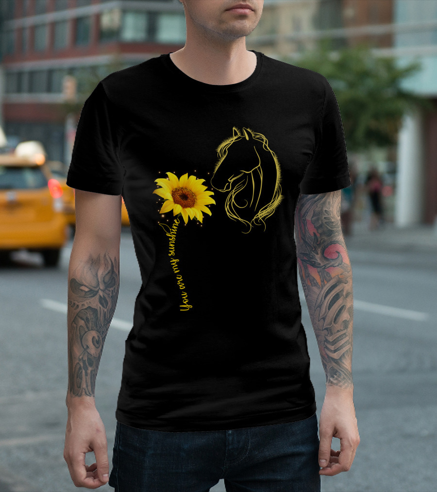 You Are My Sunshine Horse Sunflower Outline T-Shirt