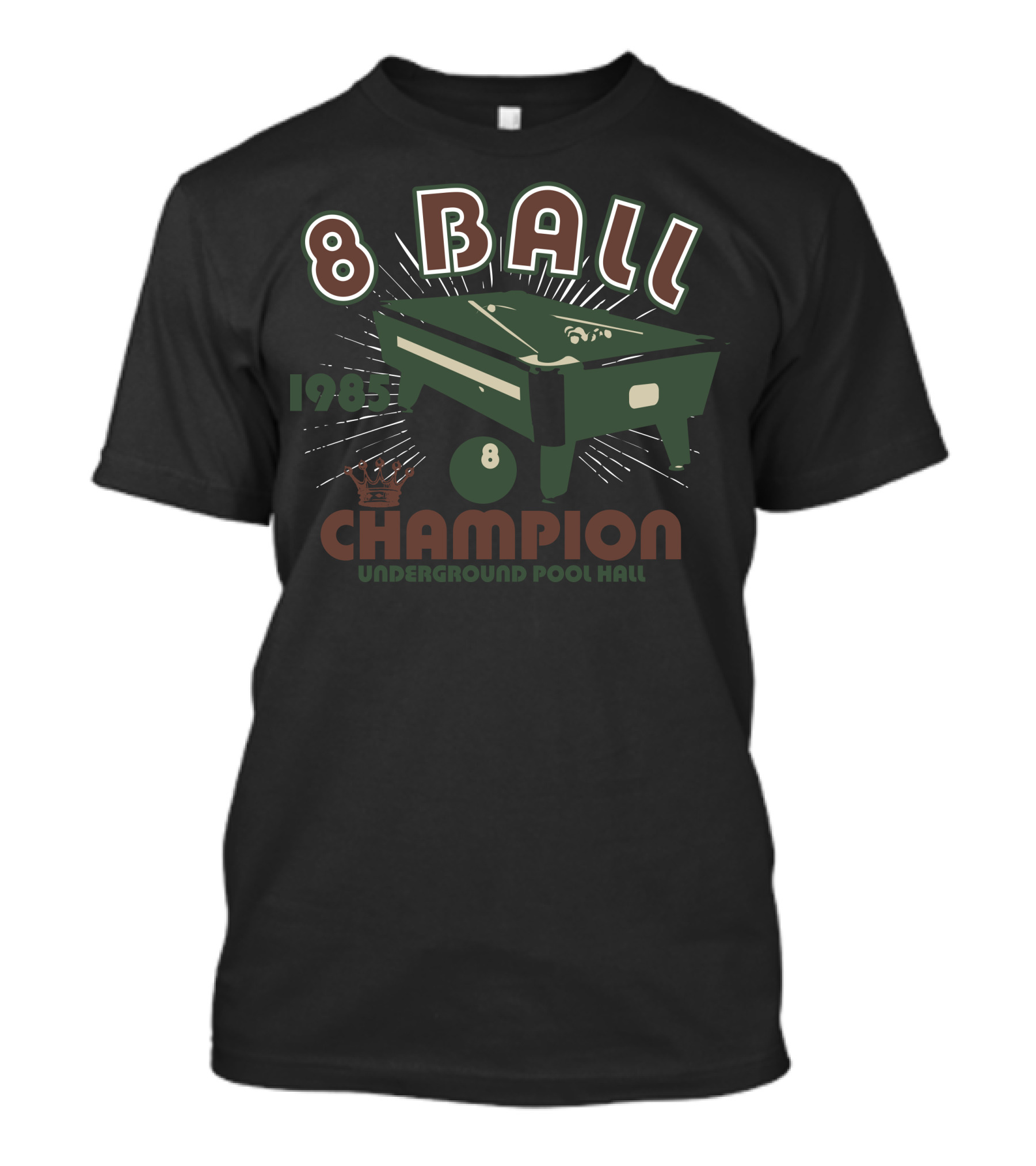 8 Ball Champion 1985 Underground Pool Hall T-Shirt
