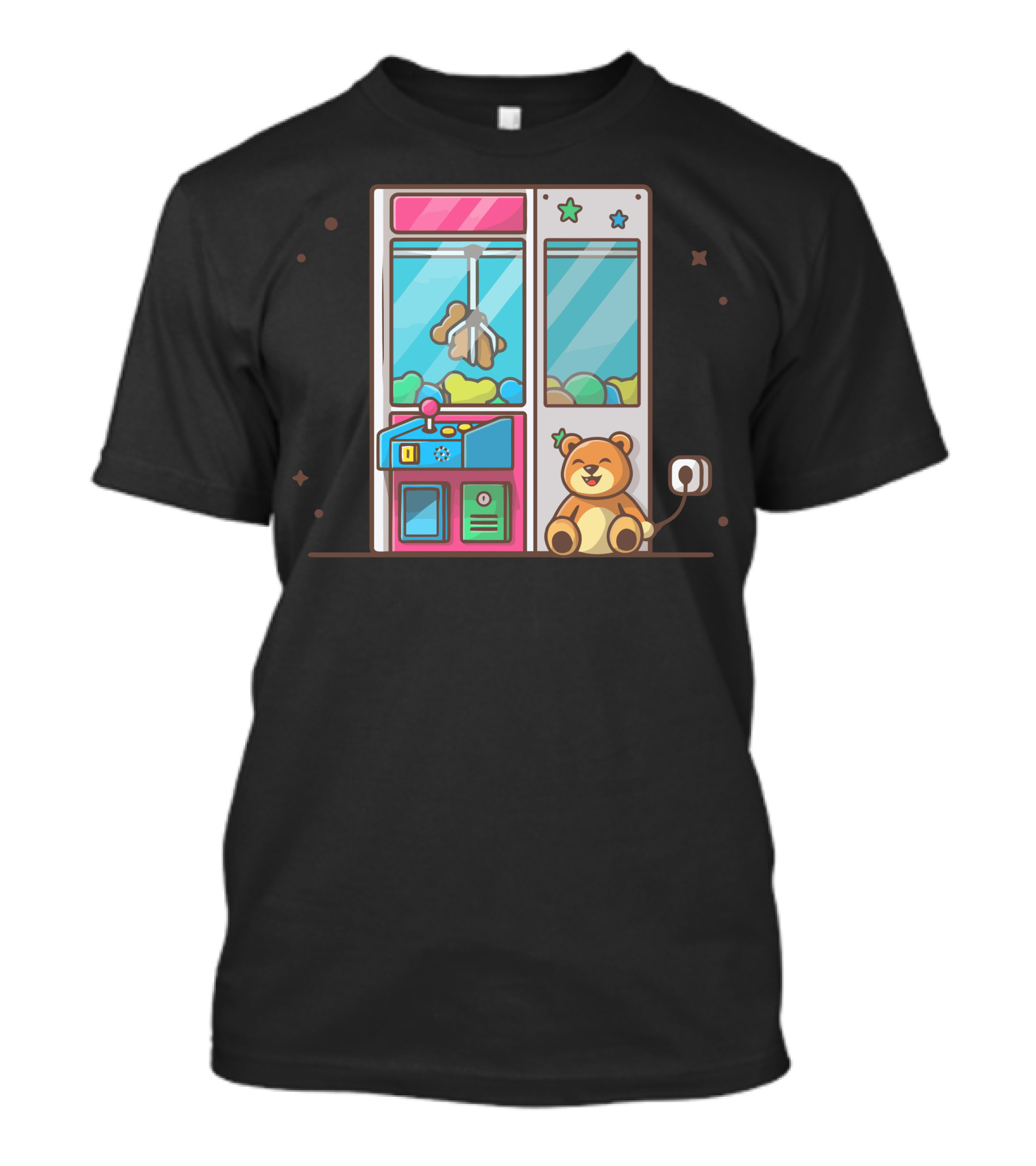 Claw Machine With Adorable Teddy Bear And Playful Star Accents T-Shirt
