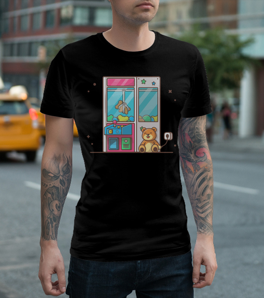 Claw Machine With Adorable Teddy Bear And Playful Star Accents T-Shirt