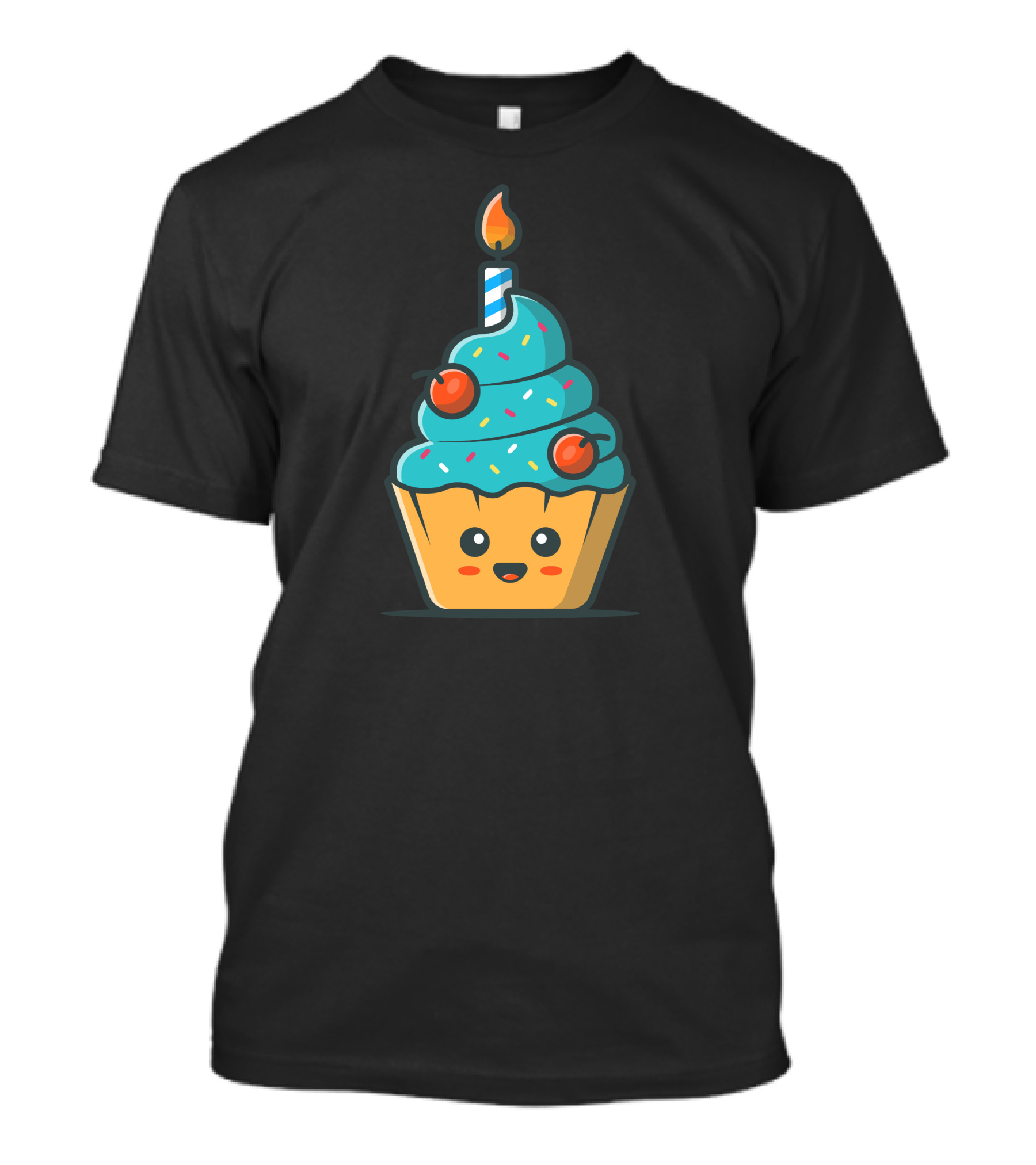 Cute Cake Smiling Cupcake With Candle And Sprinkles T-Shirt