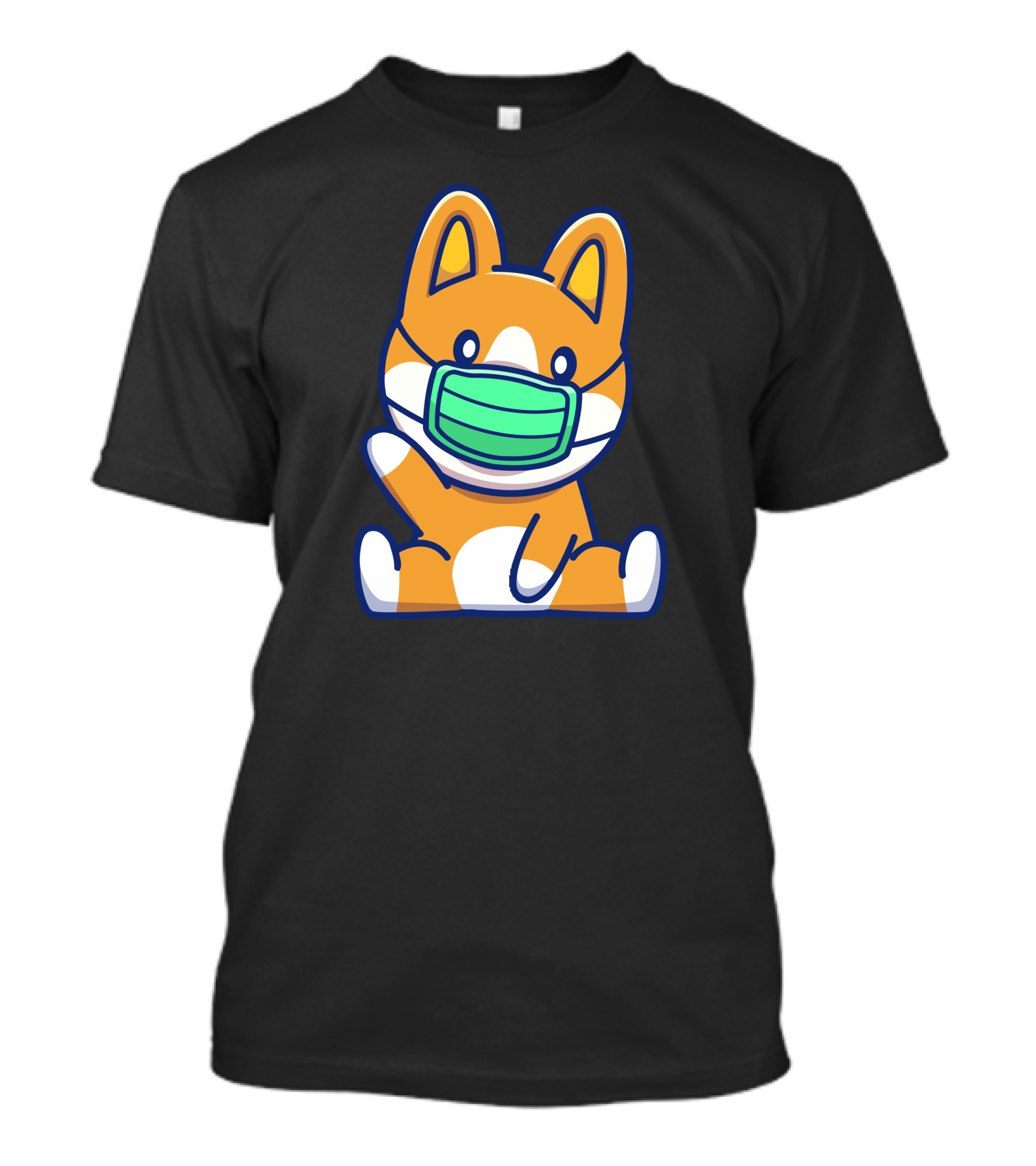 Cute Corgi Wearing Mask Sitting Pose T-Shirt