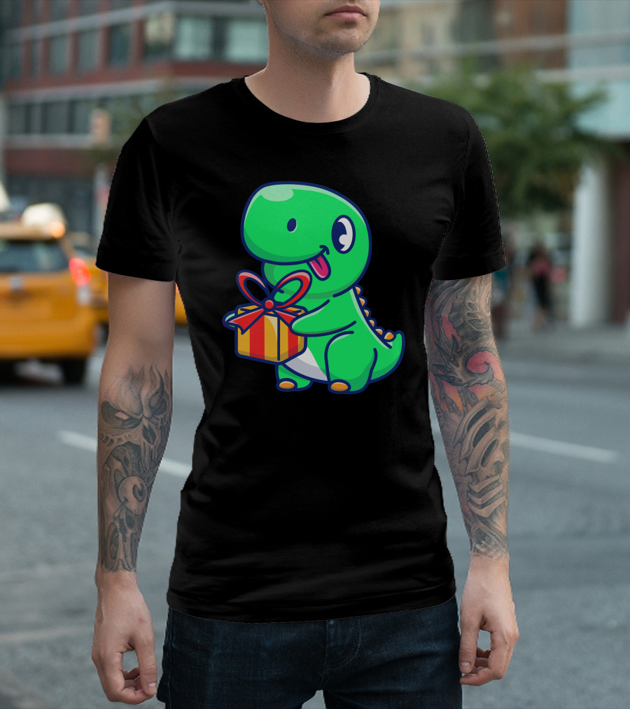 Cute Dinosaur Carrying Gift Box T-Shirt
