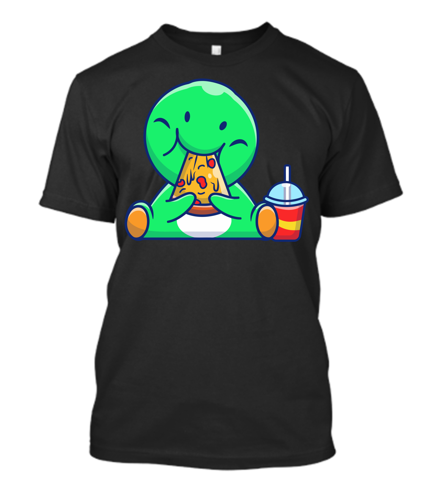Cute Dinosaur Munching Pizza With Drink T-Shirt