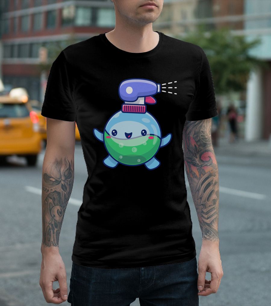 Cute Happy Spray Bottle Character with Green Liquid T-Shirt