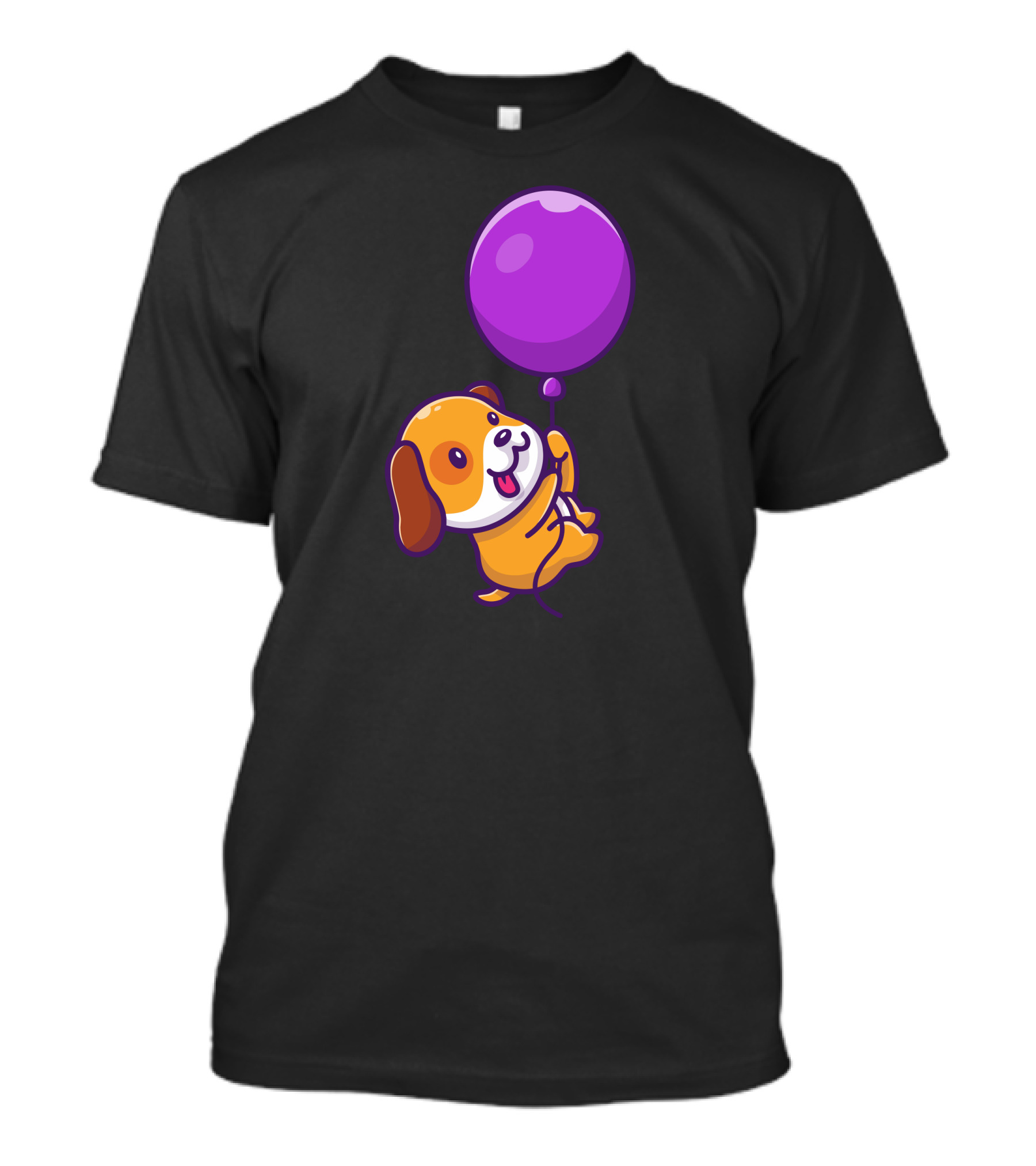 Cute Dog Floating With Purple Balloon T-Shirt