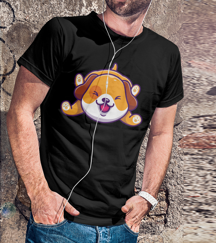 Happy Dog Cartoon Character Playing Energetically T-Shirt