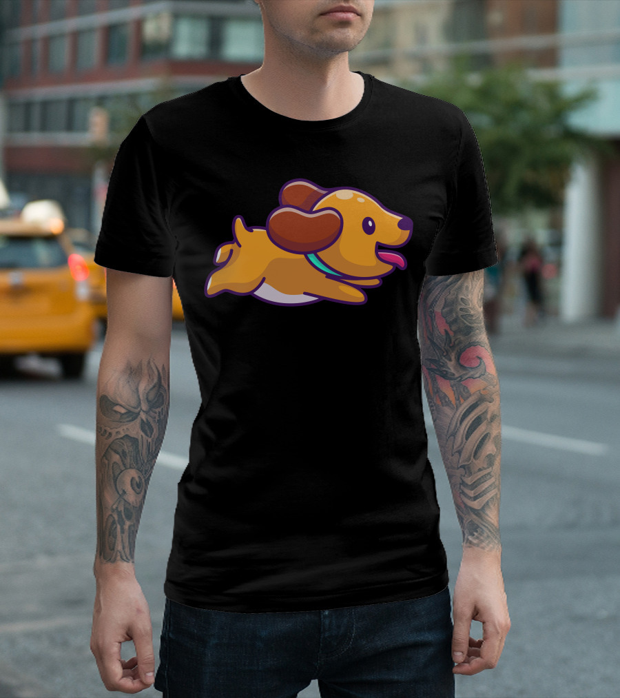 Cute Dog Running Playfully With Tongue Out T-Shirt