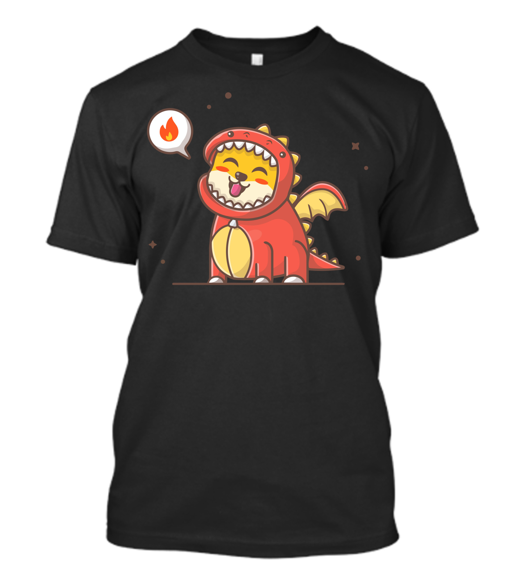 Cute Dog Breathing Fire In Red Dragon Costume T-Shirt