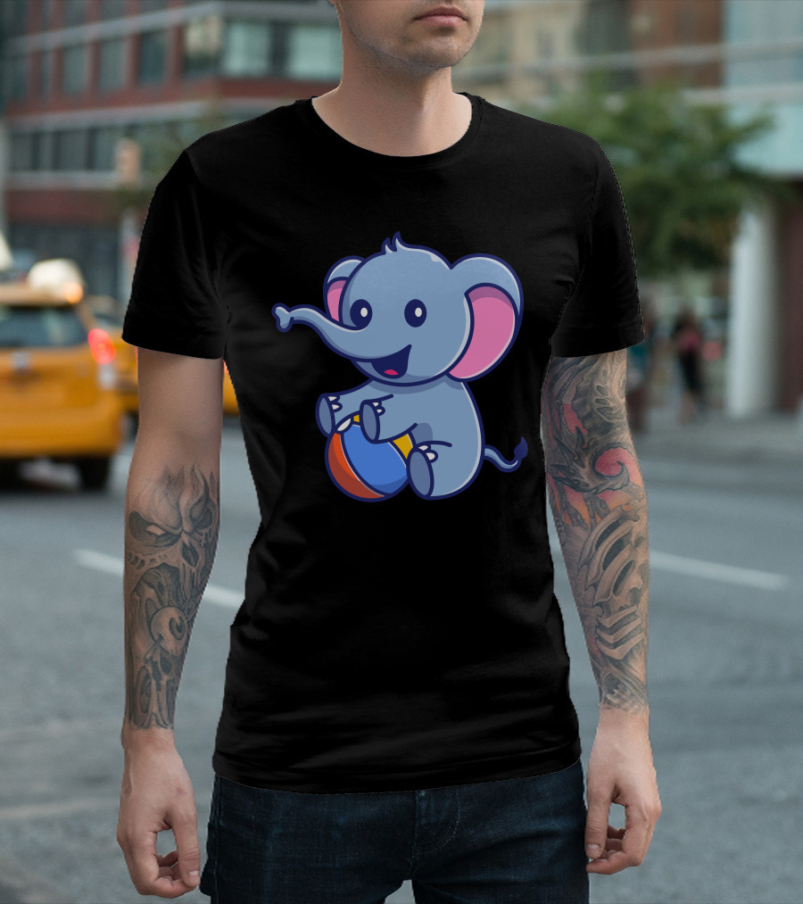 Cute Elephant Play Ball Joyful Fun T-Shirt