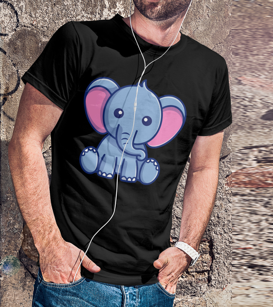 Cute Elephant Sitting Cartoon T-Shirt