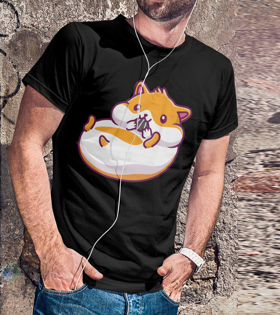 Cute Hamster Snacking Playfully With Chubby Cheeks T-Shirt