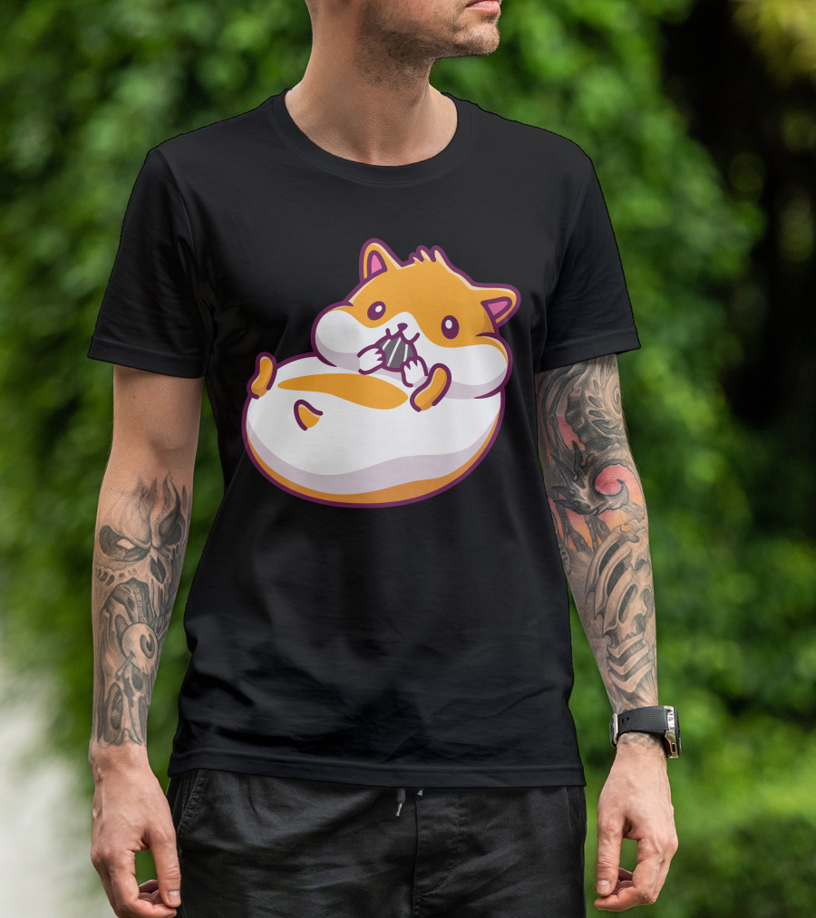 Cute Hamster Snacking Playfully With Chubby Cheeks T-Shirt