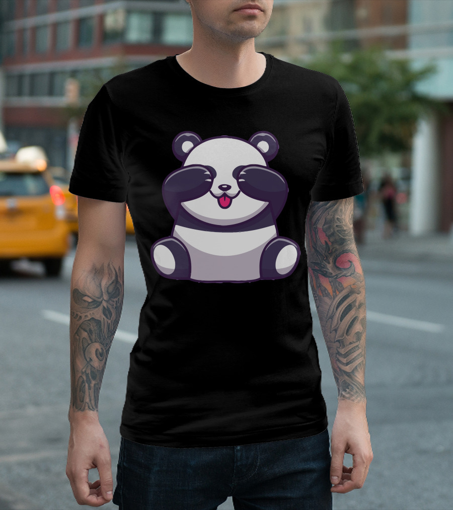 Cute Panda with Playfully Covered Eyes T-Shirt