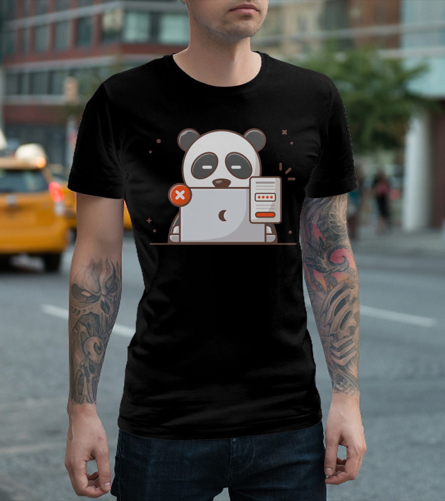 Panda Laptop Error with Password Retry Notification T-Shirt