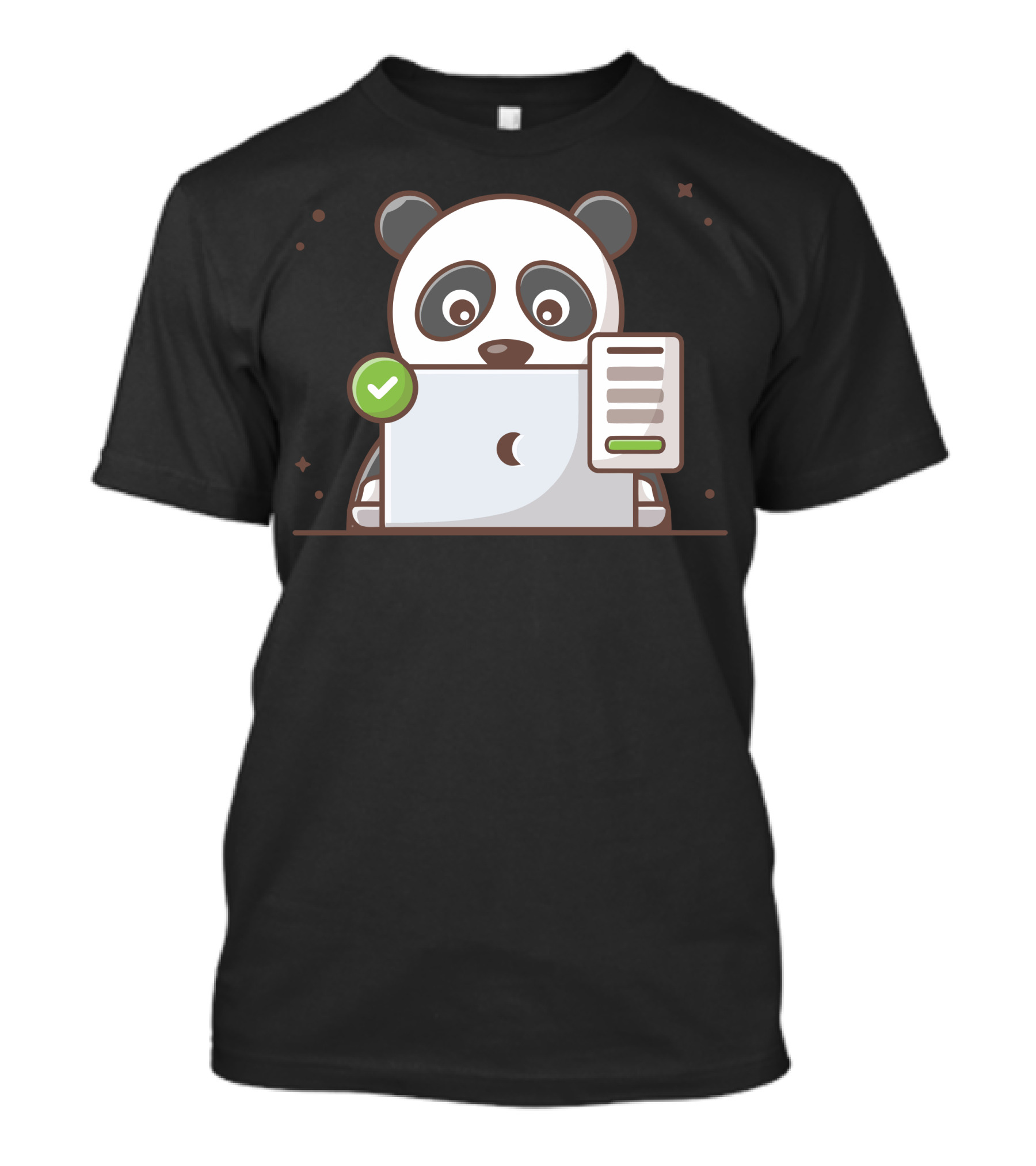 Cute Panda Laptop Success Checkmark T-Shirt