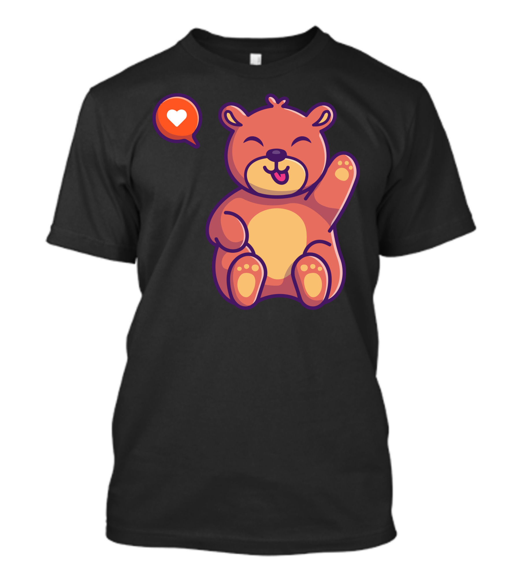 Cute Teddy Bear Heart Icon Paw Raised T-Shirt