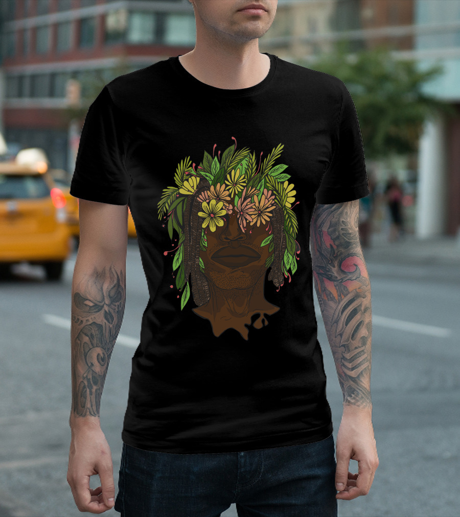 Human Brain Flowers Blossoming on Head with Leaves and Blooms T-Shirt