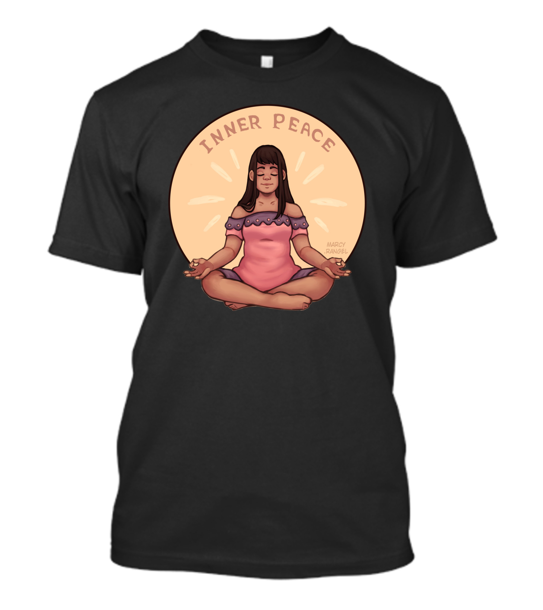 Inner Peace Meditating Woman Illustration By Marcy Rangel T-Shirt